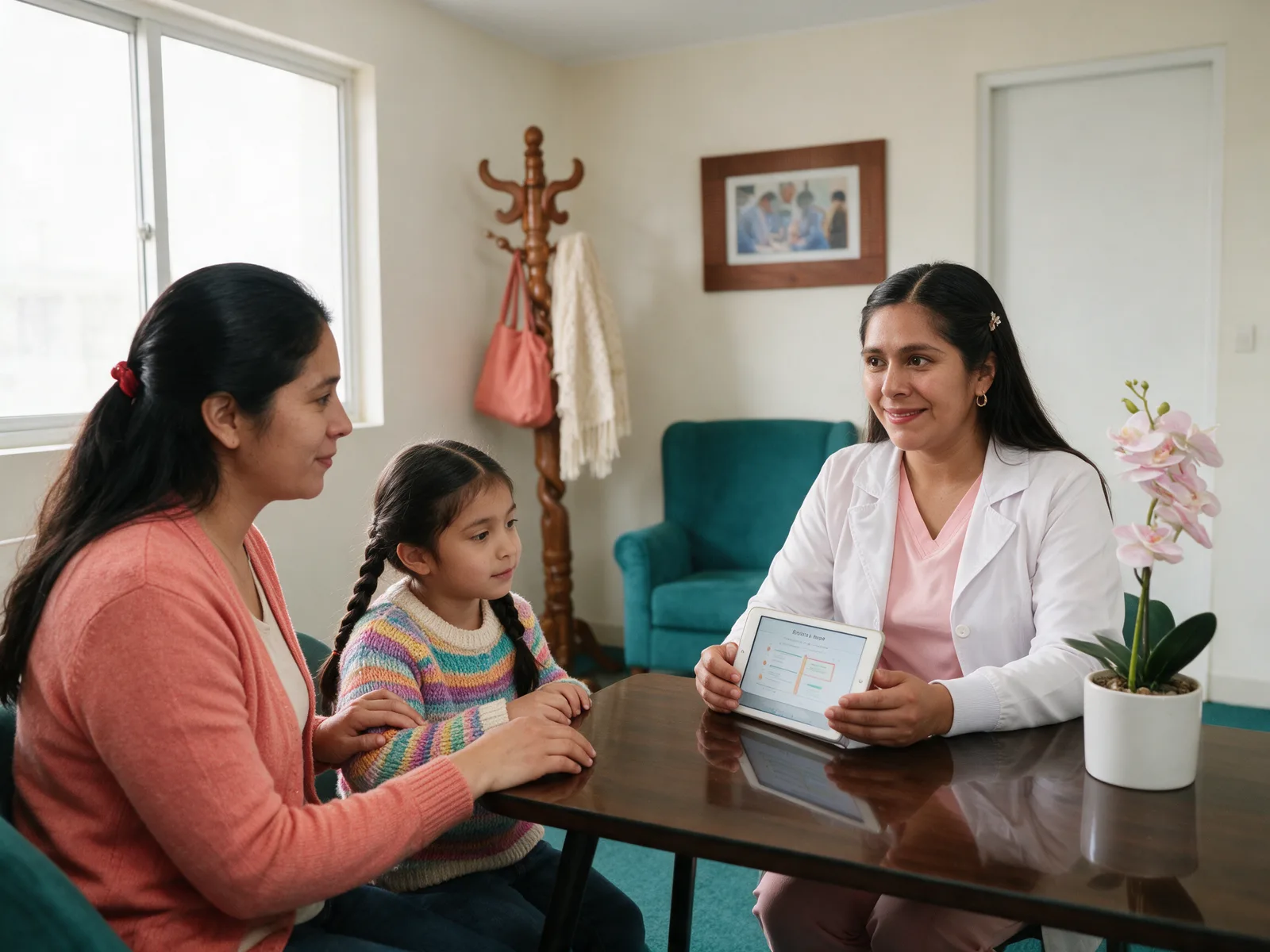 Dra. Wendy Salcedo brindando orientación preventiva a una familia